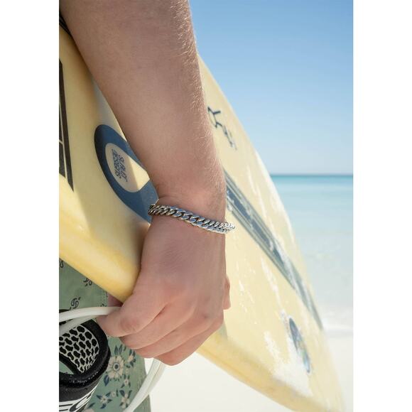 Stainless Steel Diamond Cut Curb Chain Bracelet or Anklet - Picture 6 of 12